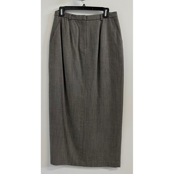 Valerie Stevens Dresses & Skirts - Valerie Stevens Pure Wool Maxi Skirt Gray Brown Micro Check Size 12